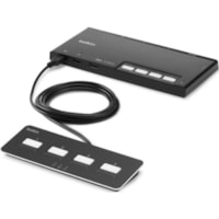 Belkin 4-Port Single Head HDMI Modular Secure KVM Switch PP4.0 W/ Remote - 4 Computer(s) - 1 Local User(s) - 3840 x 2160 - 4 x PS/2 Port - 3 x USBHDMI - Desktop, Under Table 