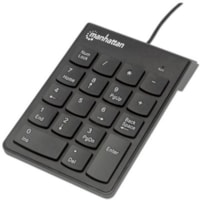 Manhattan Numeric Keypad, Wired, USB-A, 18 Full Size Keys, Black, Membrane Key Switches, Windows and Mac, Three Year Warranty, Blister - Cable Connectivity - USB 1.1 Interface - 16 Key(s) - English (UK) - Notebook - PC, Windows, Linux, Mac - Membrane Keyswitch - Black