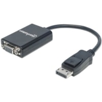 Manhattan DisplayPort to VGA HD15 Converter Cable, 15cm, Male to Female, Active, Equivalent to Startech DP2VGA2, DP With Latch, Black, Lifetime Warranty, Polybag - 6" (152.40 mm) DisplayPort/VGA Video Cable for Monitor, Projector, Audio/Video Device - First End: 1 x 20-pin DisplayPort Digital Audio/