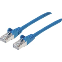 Manhattan Cat6a S/FTP Patch Cable, 14 ft., Blue - 14 ft Category 6a Network Cable for Network Device, Modem, Router - First End: 1 x RJ-45 Network - Male - Second End: 1 x RJ-45 Network - Male - 10 Gbit/s - Patch Cable - Shielding - Gold Plated Contact - 26 AWG - Blue