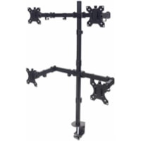 Manhattan 461566 Desk Mount for Monitor, LCD Monitor - Black - Height Adjustable - 4 Display(s) Supported - 13" to 32" Screen Support - 70.55 lb (32000 g) Load Capacity - 75 x 75, 100 x 100 - VESA Mount Compatible - Die-cast Metal, Steel