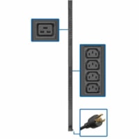 Tripp Lite by Eaton PDUV20HVL6-72 38-Outlets PDU - Basic - NEMA L6-20P - 32 x IEC 60320 C13, 6 x IEC 60320 C19 - 230 V AC - Accidental Power Shutdown - 10 ft (3.05 m) Cord Length - 0U - Vertical/Toolless - Wall-mountable, Rack-mountable