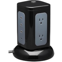 Tripp Lite by Eaton Protect It! TLP606UCTOWER 6-Outlet Surge Suppressor/Protector - 6 x NEMA 5-15R, 4 x USB - 1.80 kVA - 1800 J - 120 V AC Input - 8 ft (2.44 m)