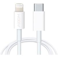 Axiom Lightning to USB-C M/M Adapter Cable - White 6ft - 6 ft Lightning/USB-C Data Transfer Cable for iPhone, iPad, iPod, Computer, iPad mini, Wall Charger - First End: 1 x Lightning - Male - Second End: 1 x USB 2.0 Type C - Male - MFI - White