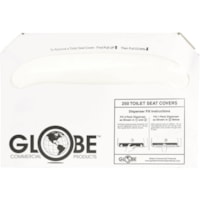 Globe Toilet Seat Covers - 10.50" (266.70 mm) Width x 15" (381 mm) Length - Half-fold - 250 / Case