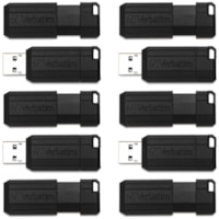 Clé USB PinStripe 64 Go USB 2.0 Type A - Noir Microban - 64 Go - USB 2.0 Type A - Noir - 10 / emballage