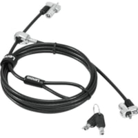 Lenovo NanoSaver Twin Head Nano/MS 2.0 MasterKey Cable Lock - 6.6 ft (2 m) Cable - Master Keyed Lock - Black - Carbon Steel, Plastic - For Notebook, Tablet, Desktop Computer, Monitor