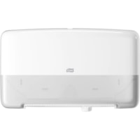 TORK Twin Mini Jumbo Toilet Paper Roll Dispenser White T2 - Roll Dispenser - 10.10" (256.54 mm) Height x 17" (431.80 mm) Width x 5.70" (144.78 mm) Depth - Plastic - White - See Through Window - 1 Box