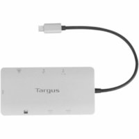 Station d'accueil DOCK423TT USB Type C pour Notebook/Moniteur - Lecteur de carte mémoire - SD, microSD - Argenté - Portable Targus - pour Notebook/Moniteur - Lecteur de carte mémoire - SD, microSD - USB Type C - 2 Écrans supportées - 4K - 3840 x 2160 - 2 x Ports USB Type-