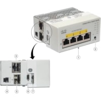 Commutateur Ethernet Catalyst CMICR-4PC 5 Ports Cisco - 5 Ports - 2 Couche supportée - Modulaire - 1 Emplacements SFP - 60 W Budget PoE - Fibre Optique, Paire torsadée - PoE Ports - Fixation au mur, Montage sur rail DIN