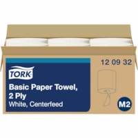 TORK Centerfeed Paper Towel White M2 - 2 Ply11.82" (300.23 mm) Length - 600 Sheets/Roll - 7.80" (198.12 mm) Roll Diameter - 2.90" (73.66 mm) Core - White - Fiber - 6 / Carton