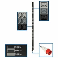 Tripp Lite by Eaton PDU3XV6G20 45-Outlets PDU - Basic - IEC 60309 16/20A Red (3P+N+E) - 36 x IEC 60320 C13, 9 x IEC 60320 C19 - 0U - Vertical/Toolless - Rack-mountable 