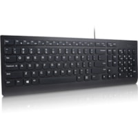 Lenovo Essential Wired Keyboard (Black) - US English 103P - Cable Connectivity - USB Type A Interface - 104 Key(s) - Function Hot Key(s) - English (US) - Windows - Plunger Keyswitch - Black