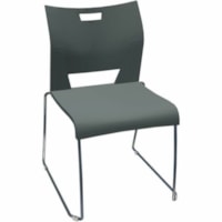 Global Duet Armless Chair, Polypropylene Seat & Back (6621) - Shadow, Gray Polypropylene, Resin Seat - Polypropylene, Plastic, Resin Back - Chrome Steel Frame - Low Back - Sled Base - Chrome, Shadow - Plastic - 1 Unit