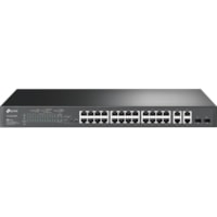 TP-Link 24-Port 10/100Mbps + 4-Port Gigabit Smart PoE+ Switch - 24 Ports - Manageable - 2 Layer Supported - 2 SFP Slots - 18.80 W Power Consumption - 250 W PoE Budget - Optical Fiber, Twisted Pair - PoE Ports - 1U - Rack-mountable, Desktop - 5 Year Limited Warranty