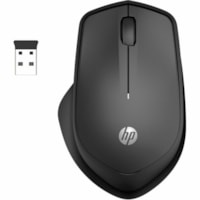 HP 280 Silent Wireless Mouse - Blue Optical - Wireless - Radio Frequency - 2.40 GHz - Black - USB Type A - 1200 dpi - Scroll Wheel - 3 Button(s)