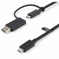 StarTech.com 3ft/1m USB-C Cable with USB-A Adapter Dongle, USB-C to C (10Gbps/PD), USB-A to C (5Gbps), 2-in-1 USB C Cable for Hybrid Dock - 3.3ft USB C cable with USB A adapter dongle - USB C to C cable (10Gbps/100W PD 3.0) and attached USB C to A adapter (5Gbps/No PD); Connect laptop to USB Type-C 