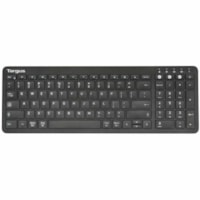 Targus Midsize Multi-Device Bluetooth Antimicrobial Keyboard, Black - Wireless Connectivity - Bluetooth - 5.1 - Windows, macOS - English (US) - QWERTY Layout - PC, Mac - AAA Battery Size Supported - Black