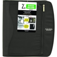 Five Star 2-Inch D-Ring Zipper Binder - 2" (50.80 mm) Binder Capacity - 2" (50.80 mm) Ring - Fastener(s): D-Ring - Pocket(s): Internal - Poly - Black - 2 lb (908.55 g) - Pen Loop