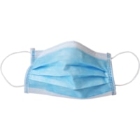 Masque de sécurité - 3-ply Globe - Bactérie Protection - Bleu - Souple, Confortable, Pince-nez réglable, Masque de style boucle d'oreille, Résistant aux liquides, Sans latex - 50 / boîte