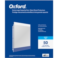 Oxford Sheet Protector - 0" (0.1 mm) Thickness - 50 x Page Capacity - For Letter 8 1/2" (215.90 mm) x 11" (279.40 mm) Sheet - 3 x Holes - Top Loading - Clear - Polypropylene - 50 / Box