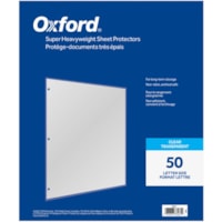 Protecteur de feuille Oxford - x épaisseur de 0 po (0,1 mm) - Pour format lettre 8 1/2 po (215,90 mm) x 11 po (279,40 mm) Feuilles - Reliure à anneaux - Chargement par le dessus - clair - Polypropylène - 50 / boîte