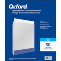 Protecteur de feuille Oxford - x épaisseur de 0 po (0,1 mm) - Pour format lettre 8 1/2 po (215,90 mm) x 11 po (279,40 mm) Feuilles - 3 xsTrous - Reliure à anneaux - Chargement par le dessus - clair - Polypropylène - 50 / boîte