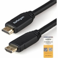 StarTech.com 9.8ft (3m) HDMI 2.0 Cable, 4K 60Hz Premium Certified High Speed HDMI Cable w/Ethernet, UHD HDMI Cord, M/M Gripping Connectors - 9.8ft/3m Premium Certified High Speed HDMI Cable with gripping connectors avoid detachment due to tension/vibration - 4K 60Hz/HDR10/UltraHD HDMI Cord with Ethe