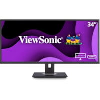 ViewSonic - Moniteur LED Graphic VG3456 34 po Classe UWQHD - 21:9 - Noir - 34 po Visible - Alignement vertical multi-domaines (MVA) - LED Rétroéclairage - 3440 x 1440 - 1,07 milliard de couleurs - FreeSync - 300 cd/m² - 25 ms - 75 Hz Fréquence de rafraîchissement - Hauts-Pa