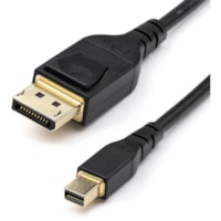 StarTech.com 3ft 1m VESA Certified Mini DisplayPort to DisplayPort 1.4 Cable, 8K 60Hz HBR3 HDR, Super UHD 4K 120Hz, mDP to DP Slim Cord - 3.3ft VESA Certified mini DP to DisplayPort 1.4 cable | 8K 60Hz (7680x4320) or 4K 120Hz w/DSC 1.2 | HDR HBR3 HDCP 2.2 | 32ch audio - Strain relief absorbs bend st