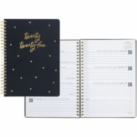 Letts Celebrate Weekly Planner - Dark Grey/Gold - Weekly - January 2025 - December 2025 - Twin Wire - Gold, Black - Golden Cover8.3" (209.55 mm) Width - Ruled Planning Space, Durable Cover, Storage Pocket, Multilingual, Laminated, Hard Cover - 1 Each