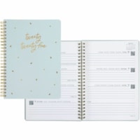 Letts Celebrate Weekly Planner - Sky Blue/Gold - Weekly - January 2025 - December 2025 - Twin Wire - Gold, Sky Blue - Golden Cover8.3" (209.55 mm) Width - Ruled Planning Space, Durable Cover, Storage Pocket, Multilingual, Laminated, Hard Cover - 1 Each