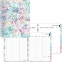 Blueline Tropical Weekly/Monthly Planner, 11" x 8-1/2" , Bilingual - Weekly, Monthly - 12 Month - January 2025 - December 2025 - 7:00 AM to 8:45 PM - Quarter-hourly - Twin Wire - Paper - Poly Cover - 0.6" (15.24 mm) Height x 9" (228.60 mm) Width - Flexible Cover, Tear-off, Bilingual, Reference Calen