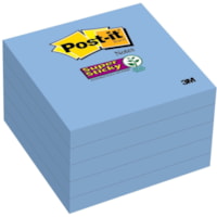 Post-it® Super Sticky Notes 654-5SSBW, 3 in x 3 in (76 mm x 76 mm), Mediterranean Blue - 3" (76.20 mm) Flag/Note Width x 3" (76.20 mm) Flag/Note Length - Square - 90 Sheets per Pad - Mediterranean Blue - Paper - Sticky, Recyclable, Adhesive - 1 Each