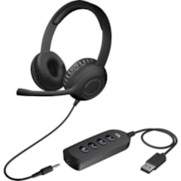 Casque AC-5812 Filaire Sur tête Stéréo - Noir Cyber Acoustics - Stéréo - Mini-phone (3.5mm), USB Type A - Filaire - 20 Hz à 20 kHz - Sur tête - Binaural - Circumaural - 5 pi (1,52 m) Câble - Élimination du bruit, Uni directionnel Microphone - Noir