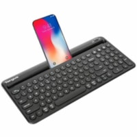 Targus Multi-Device Bluetooth Antimicrobial Keyboard With Tablet/Phone Cradle - Wireless Connectivity - Bluetooth - English (US) - Tablet, Smartphone - PC, Mac - AAA Battery Size Supported - Black