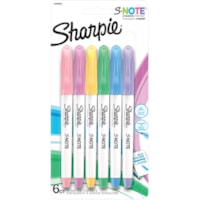 Marqueur d'art S-Note Sharpie - Large Pointe en biseau Pointe de marqueur - Ink Papaye, Framboise, Lemonade, Vert marin, Periwinkle, Raisin - 6 / emballage