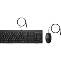 HP 225 Wired Mouse And Keyboard - USB Cable Keyboard - USB Cable Mouse - Scroll Wheel - Compatible with Windows