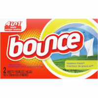 Bounce Outdoor Fresh Fabric Softener Dryer Sheets - For Laundry, Outdoor - Sheet - Fresh Scent Width - 2 / Box - 156 / Carton - Wrinkle-free, Anti-static, Soft, Long Lasting, Biodegradable - White