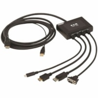 Récepteur vidéo B321-4X1-HDVC - Filaire Tripp Lite by Eaton - 4 Périphérique de sortie - 1 - 3 x USB - 1 x Entrée HDMI - 1 x Entrée VGA - DisplayPort - 4K UHD - 4096 x 2160 - Montable en rack