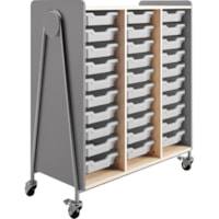 Safco Whiffle Typical Triple Rolling Storage Cart - 330 lb (149685.48 g) Capacity - 4 Casters - 3" (76.20 mm) Caster Size - Laminate, Particleboard, Polyvinyl Chloride (PVC), Metal, Thermofused Laminate (TFL) - 43.3" (1098.55 mm) Width x 19.8" (501.65 mm) Depth x 48" (1219.20 mm) Height - Steel Fram