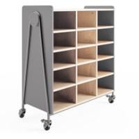 Safco Whiffle Typical Triple Rolling Storage Cart - 12 Shelf - 540 lb (244939.88 g) Capacity - 4 Casters - 3" (76.20 mm) Caster Size - Laminate, Particleboard, Polyvinyl Chloride (PVC), Metal, Thermofused Laminate (TFL) - 43.3" (1098.55 mm) Width x 19.8" (501.65 mm) Depth x 48" (1219.20 mm) Height -