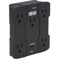 Tripp Lite by Eaton Safe-IT SK5BUCAM 5-Outlet Surge Suppressor/Protector - 5 x NEMA 5-15R, 2 x USB - 1.88 kVA - 1050 J - 120 V AC Input