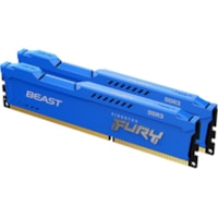 Kingston FURY Beast 16GB (2 x 8GB) DDR3 SDRAM Memory Kit - 16 GB (2 x 8GB) - DDR3-1600/PC3-12800 DDR3 SDRAM - 1600 MHz - CL10 - 1.50 V - Unbuffered - 240-pin - DIMM - Lifetime Warranty