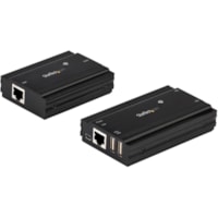 StarTech.com 4 Port USB 2.0 Extender Hub over CAT5e/CAT6 Ethernet Cable (RJ45), 330ft (100m), Metal Housing, USB Extender Kit, 480 Mbps - 2 x Network (RJ-45) - 4 x USB - 328.08 ft (100000 mm) Extended Range - Aluminum - Black