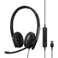 EPOS ADAPT 160 ANC USB Headset - Stereo - USB, Mini-phone (3.5mm) - Wired - 20 Hz to 20 kHz - On-ear - Binaural - Discreet, Noise Cancelling Microphone - Noise Canceling - Black