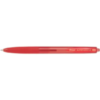 Pilot Super Grip G Ballpoint Pen - Medium Pen Point - Refillable - Retractable - Red Ink - Oil Based - Transparent Barrel - 12 / Box