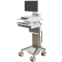 Chariot médical CareFit Ergotron - 1 Tiroir - Pousser/Tirer Poignée - 37,50 lb (17009,71 g) Capacité - 4 Roulette - 5 po (127 mm) Taille de roulette - Blanc, Gris vif