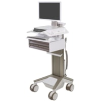 Ergotron CareFit Pro Electric Lift Cart, LiFe Powered, 5 Drawers (4x1+1), US/CA/MX - 5 Drawer - Push/Pull Handle - 37.50 lb (17009.713875 g) Capacity - 4 Casters - 5" (127 mm) Caster Size - White, Warm Gray 