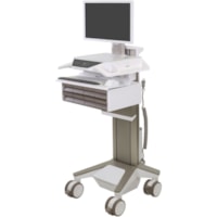 Ergotron CareFit Pro Electric Lift Cart, LiFe Powered, 8 Drawers (4x2), US/CA/MX - 8 Drawer - Push/Pull Handle - 37.50 lb (17009.713875 g) Capacity - 4 Casters - 5" (127 mm) Caster Size - White, Warm Gray 